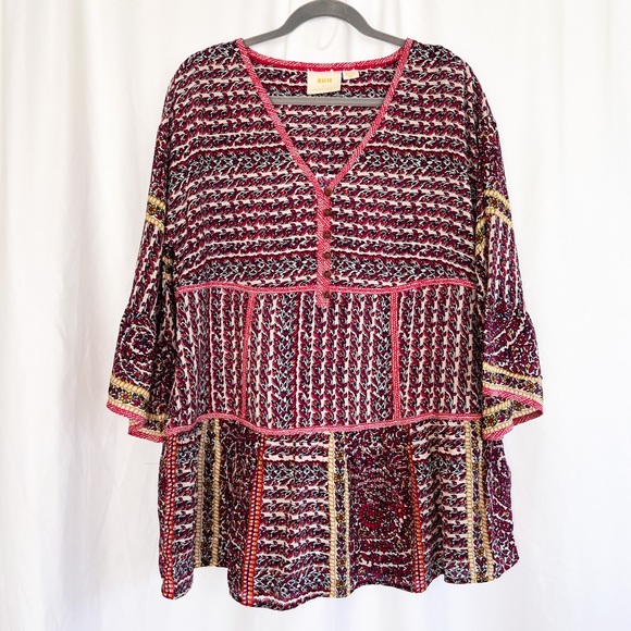 Anthropologie Lilyana Tiered Silk Blouse (never worn) - Picture 2 of 6